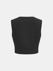 Metal Button Sleeveless Top & Pants Set
