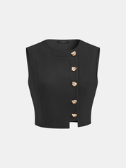 Metal Button Sleeveless Top & Pants Set