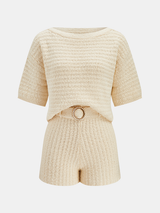 Textured Knit Short Sleeve Top & Shorts Set