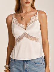 Lace Trim Satin Cami Top