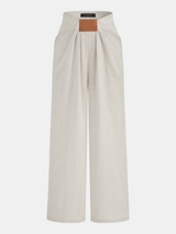 Cotton Linen Pleated Wide Leg Pants