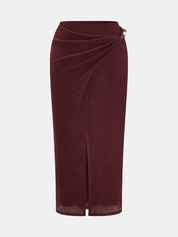 Textured One-Shoulder Top & Midi Skirt Set