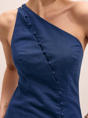 Cotton Linen One Shoulder Top & Shorts Set