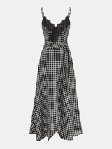 Gingham Lace Trim Cami Midi Dress