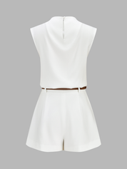 Draped Sleeveless Top & Belted Shorts Set