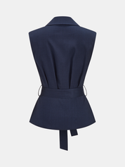 Sleeveless Belted Blazer Vest