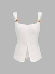 Linen Blend Metal Detail Cami Top