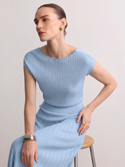 Cap Sleeve Ribbed Knit Top