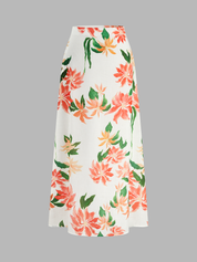 Floral Print Strapless Top & Midi Skirt Set
