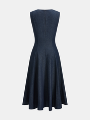 Sleeveless Flared Denim Midi Dress