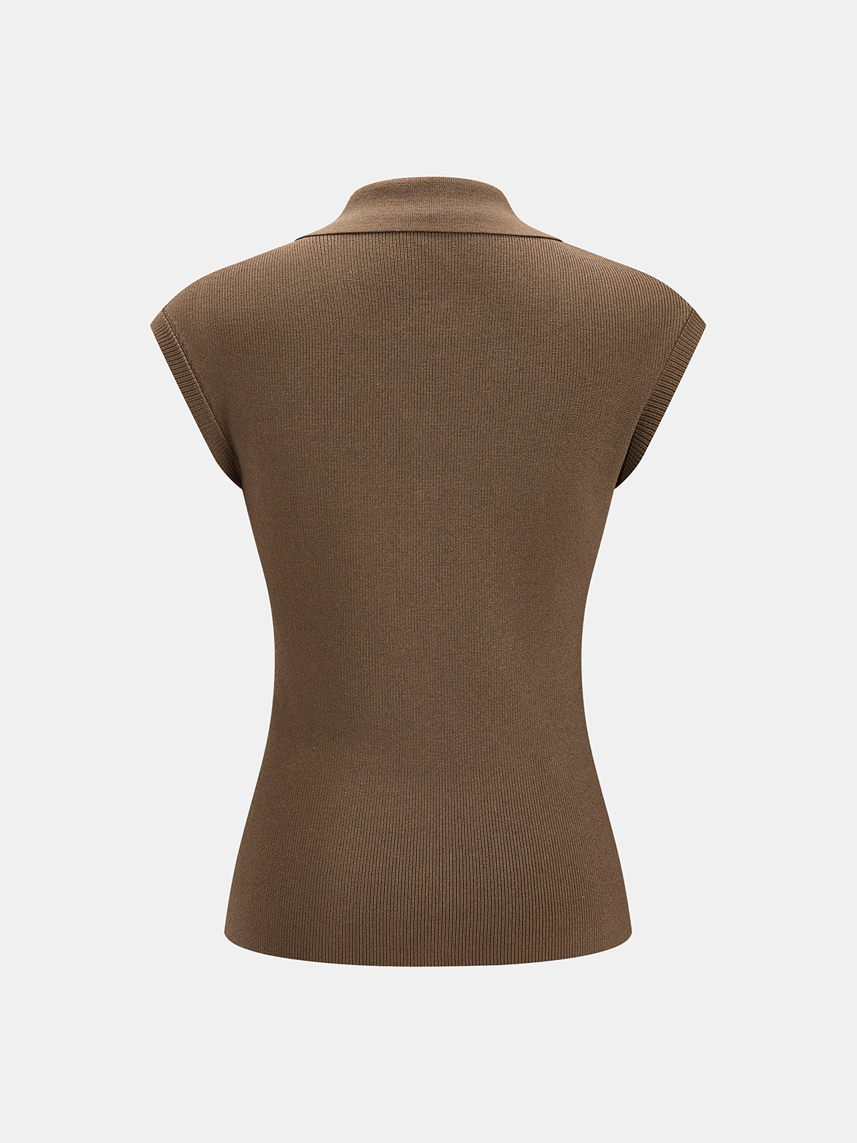 Sleeveless Collared Ribbed Buttoned Knit Top