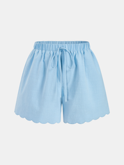 Cotton Ruffle Trim Top & Drawstring Shorts Set