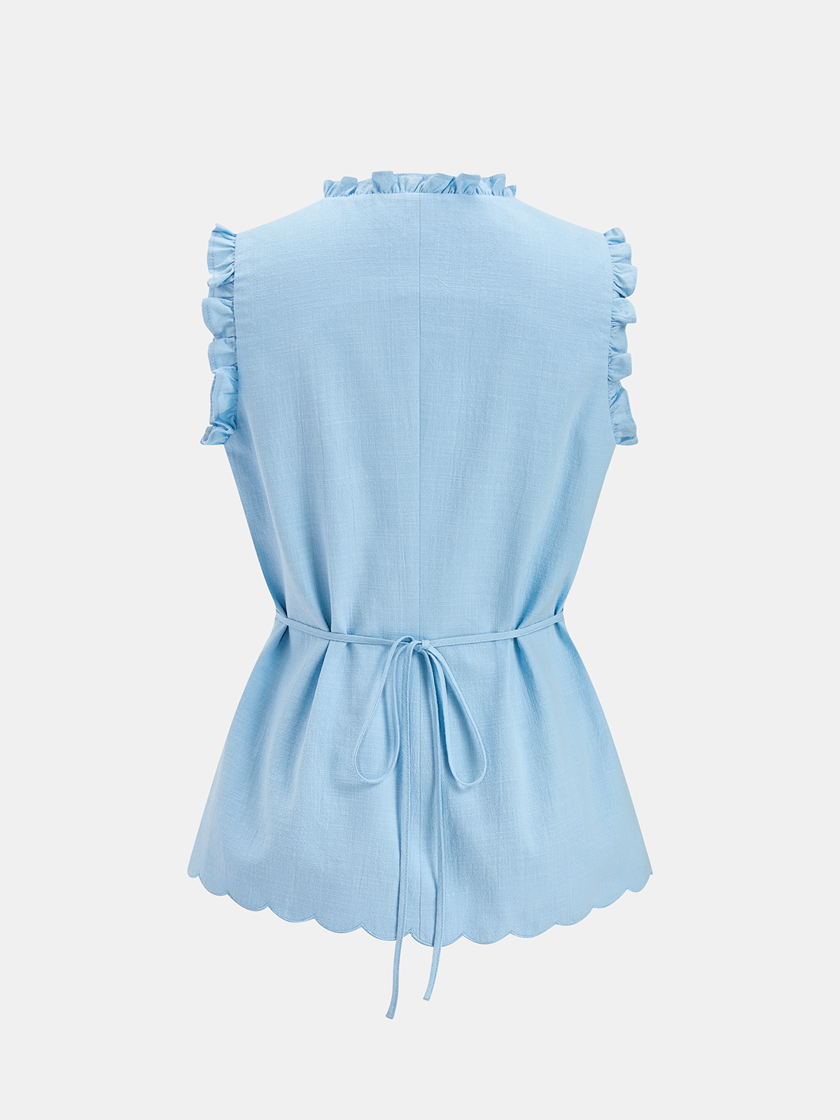 Cotton Ruffle Trim Top & Drawstring Shorts Set
