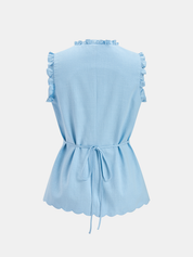 Cotton Ruffle Trim Top & Drawstring Shorts Set