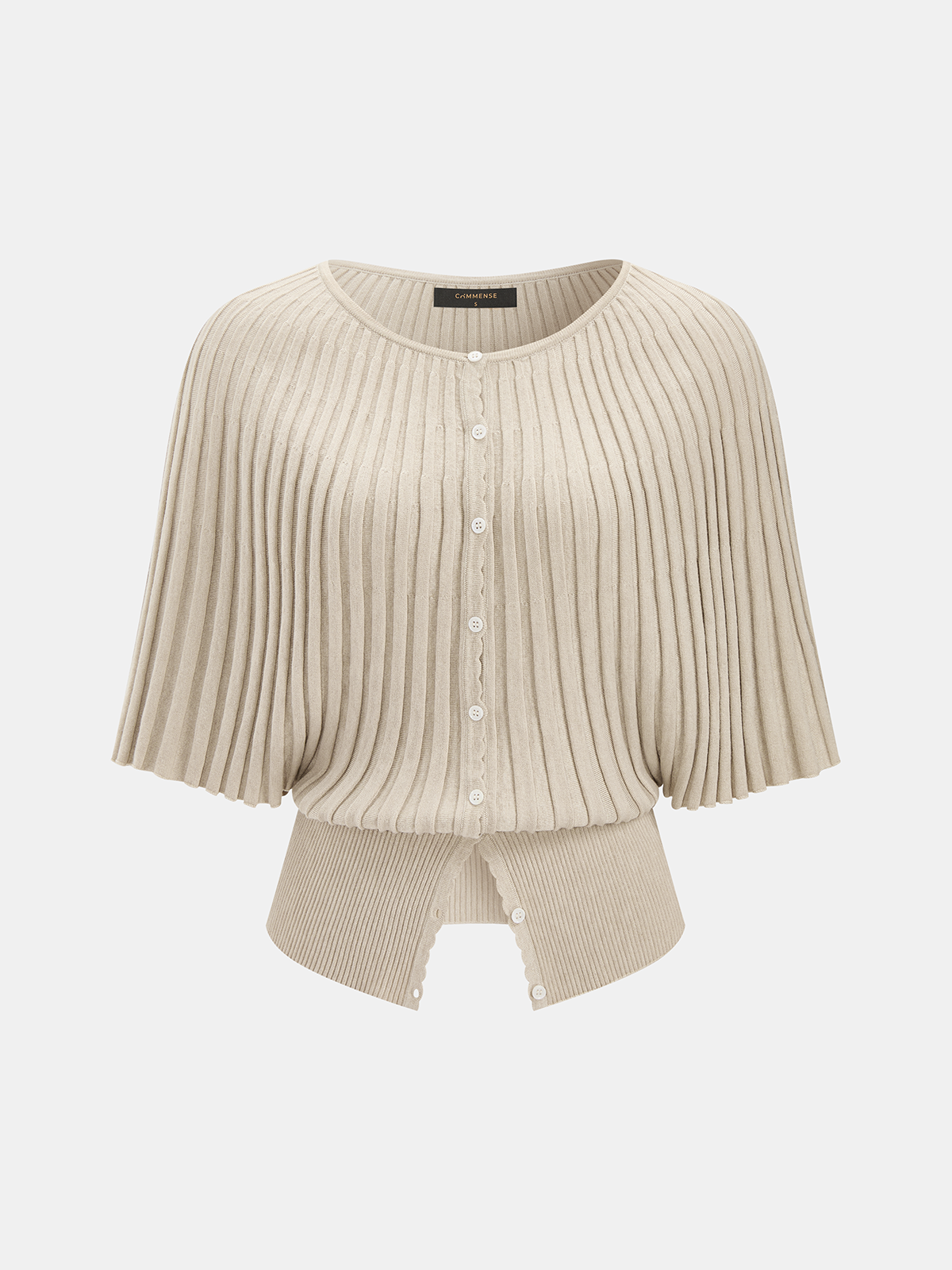 Ribbed Wool Blend Buttoned Cardigan