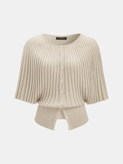 Ribbed Wool Blend Buttoned Cardigan