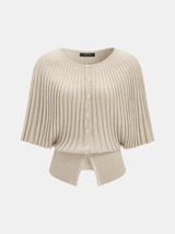 Ribbed Wool Blend Buttoned Cardigan