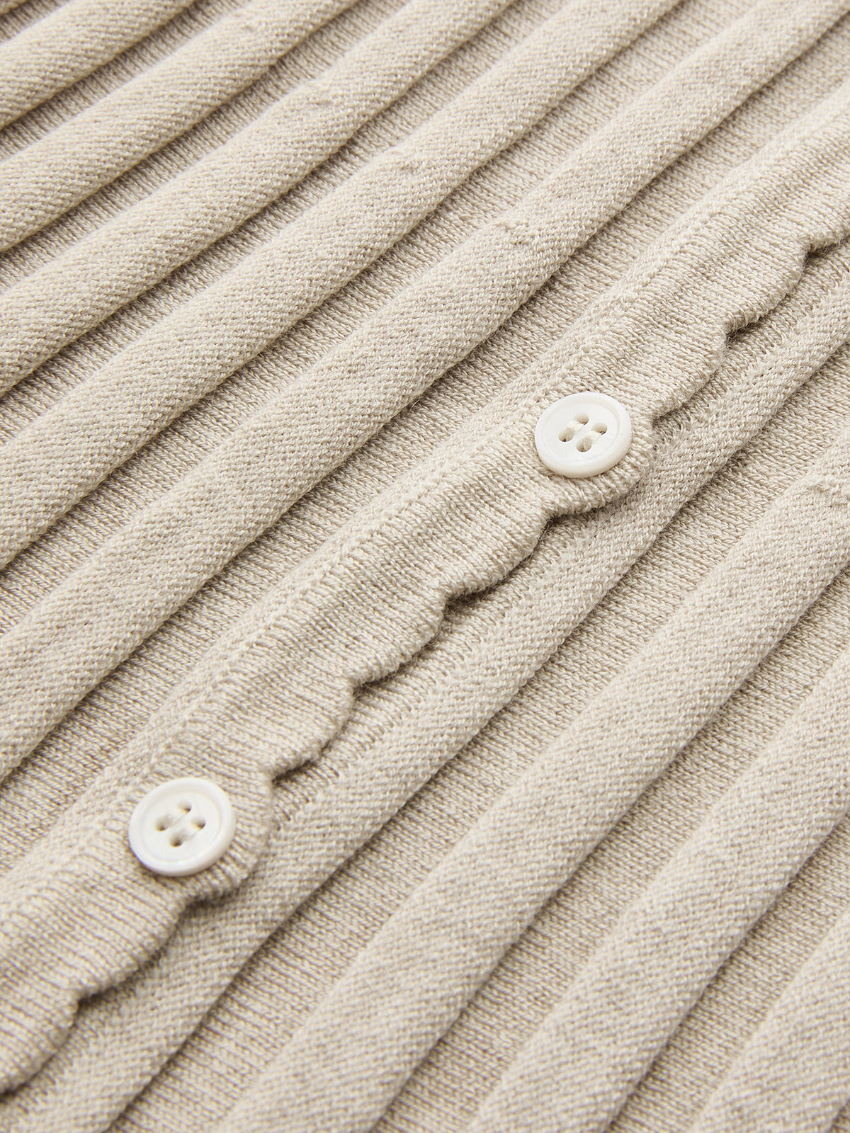 Ribbed Wool Blend Buttoned Cardigan