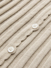 Ribbed Wool Blend Buttoned Cardigan