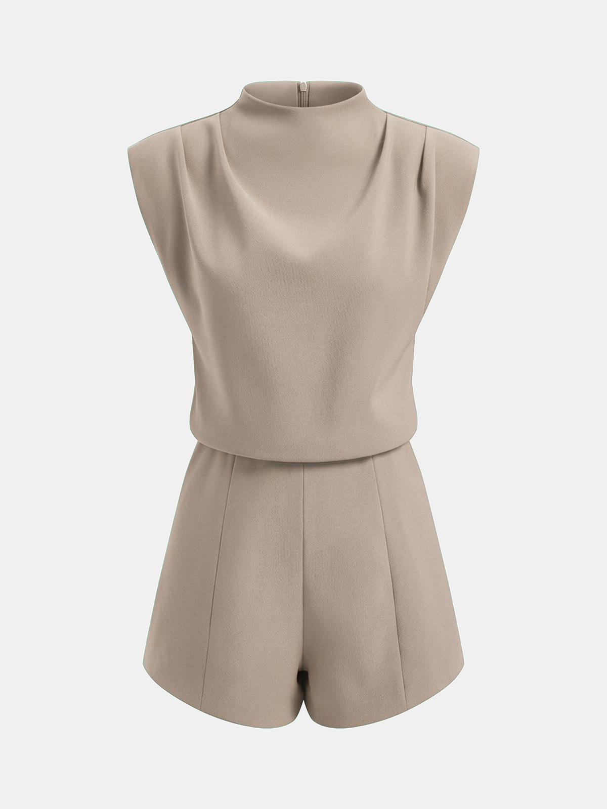 Draped Sleeveless Mock Neck Romper