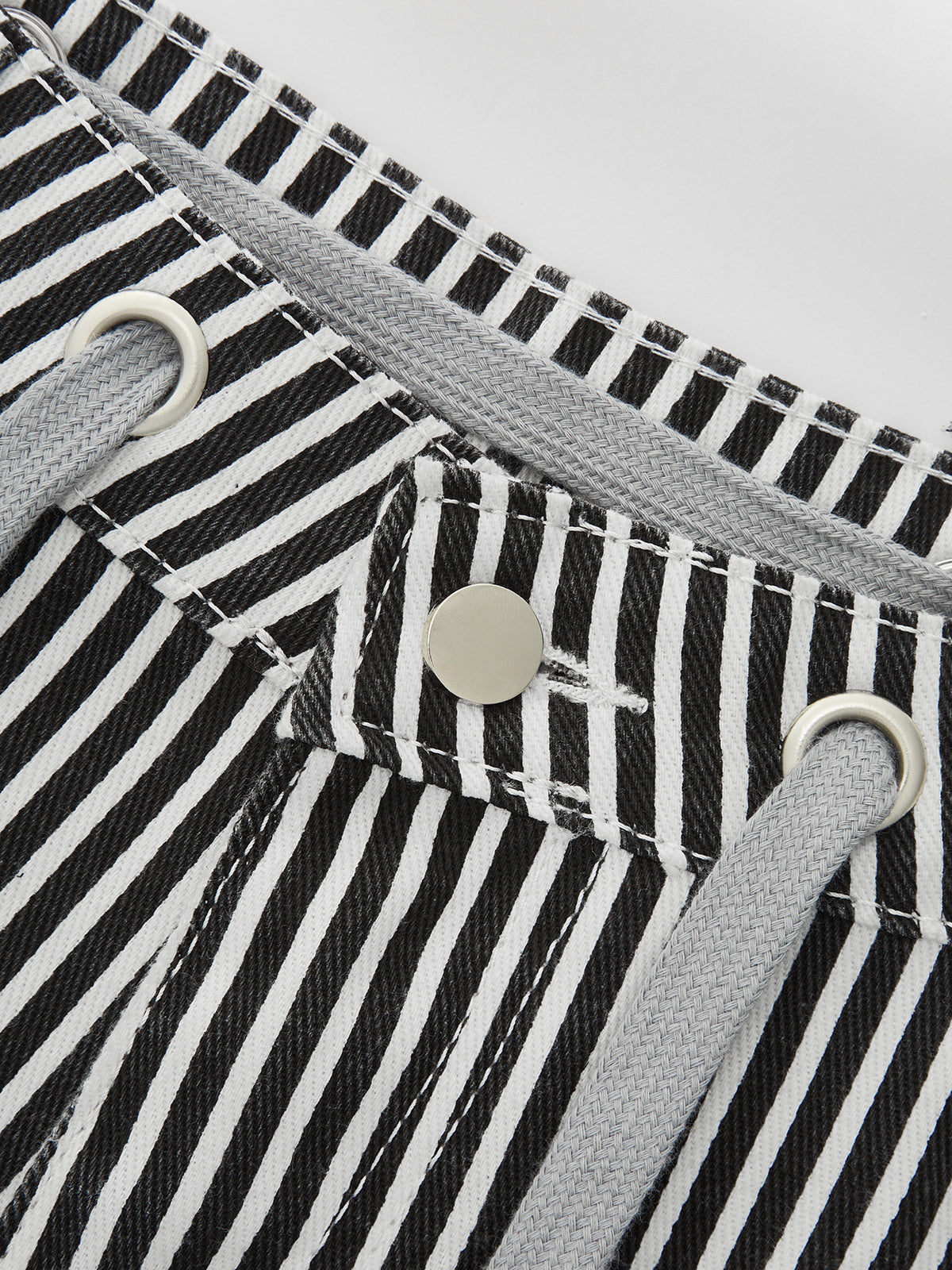 Striped Patchwork Drawstring Barrel Pants