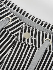 Striped Patchwork Drawstring Barrel Pants