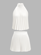 Pleated Halter Top & Shorts Set