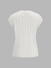 Sleeveless Metal Detail Cable Knit Top