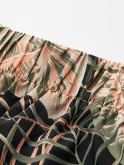 Tropical Leaf Print Halter Crop Top & Shorts Set