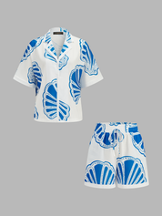Shell Print Shirt & Drawstring Shorts Set