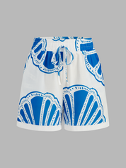 Shell Print Shirt & Drawstring Shorts Set