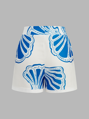 Shell Print Shirt & Drawstring Shorts Set