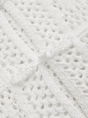 Frog Button Crochet Knit Short Sleeve Top