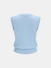 Spiral Button Textured Knit Sleeveless Vest