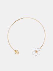 Enamel Flower Leaf Open Choker Necklace