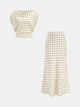 Polka Dot Cowl Neck Top & Maxi Skirt Set