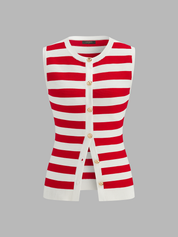Striped Sleeveless Knit Top & Shorts Set