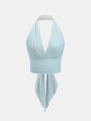 Plissé Halter Crop Top & Maxi Skirt Set