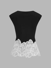 Lace Hem Knit Sleeveless Top