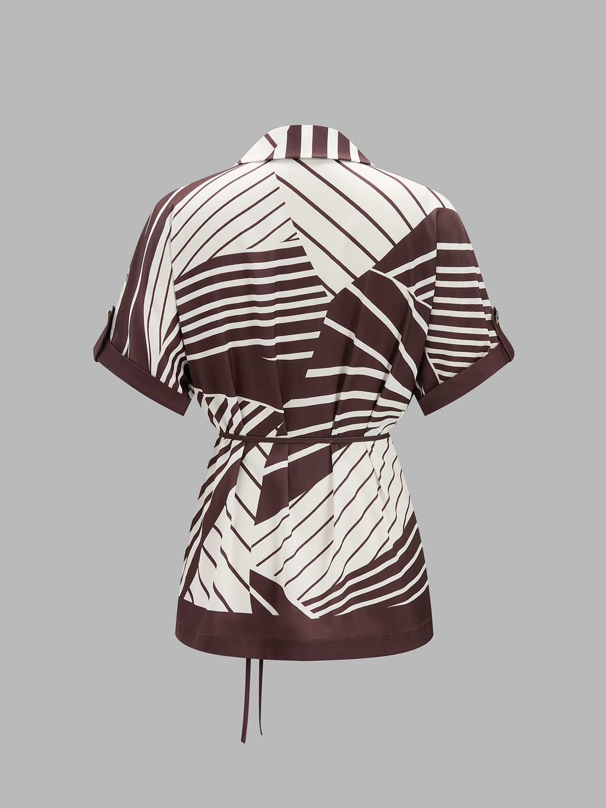 Geometric Stripe Wrap Shirt & Pants Set