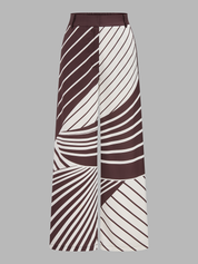 Geometric Stripe Wrap Shirt & Pants Set