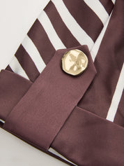 Geometric Stripe Wrap Shirt & Pants Set