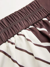 Geometric Stripe Wrap Shirt & Pants Set