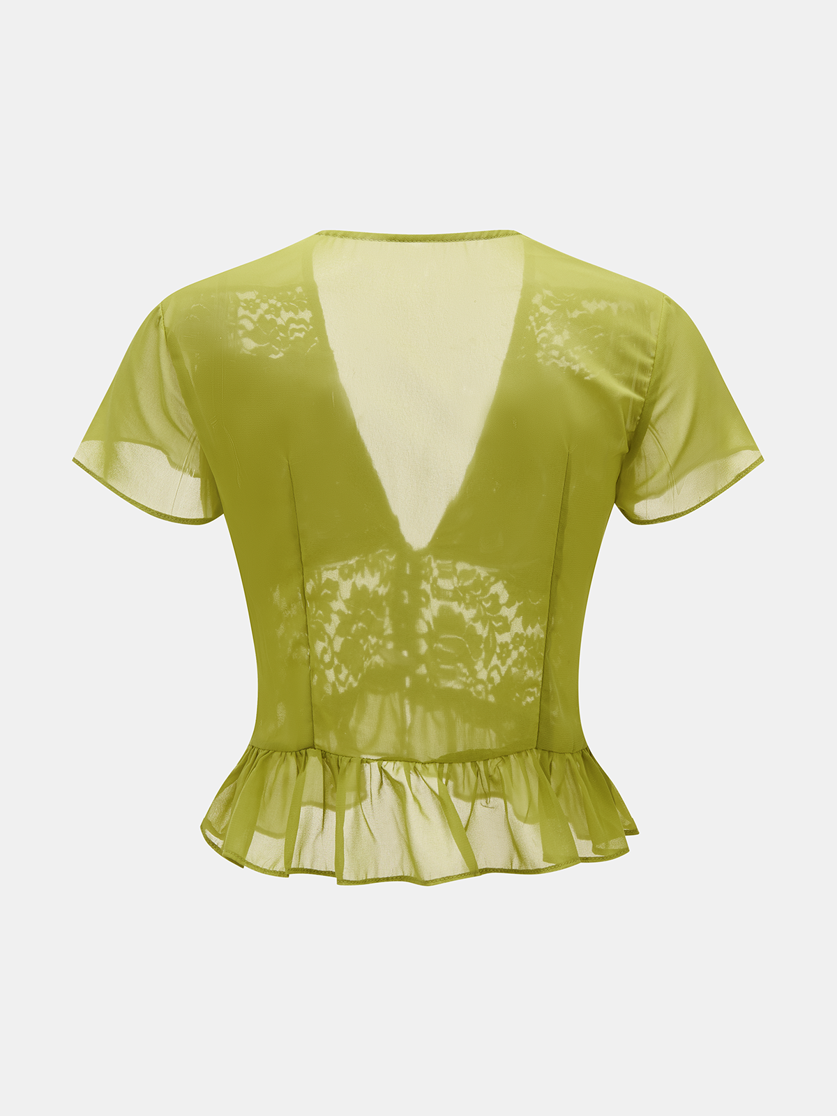 Lace Panel V-Neck Top & Tiered Skirt Set