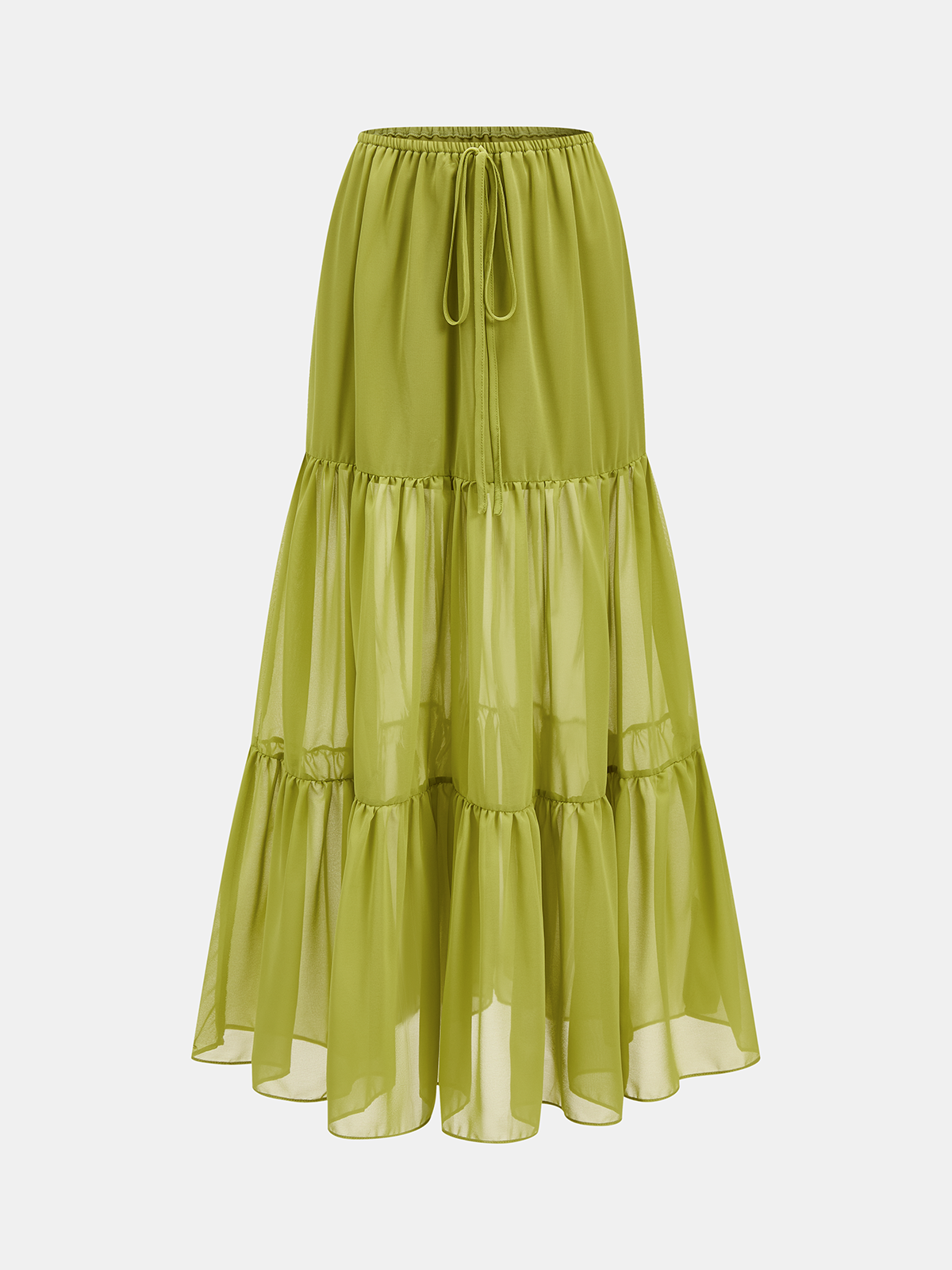 Lace Panel V-Neck Top & Tiered Skirt Set