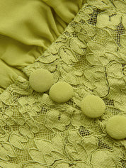 Lace Panel V-Neck Top & Tiered Skirt Set
