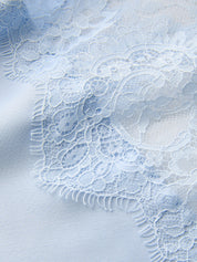 Satin Lace Insert Midi Skirt