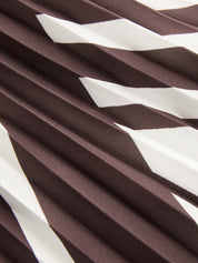 Diagonal Striped Pleated Midi Skirt