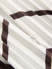 Diagonal Striped Pleated Midi Skirt