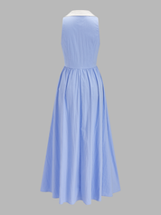 Cotton Blend Sleeveless Collared Maxi Dress